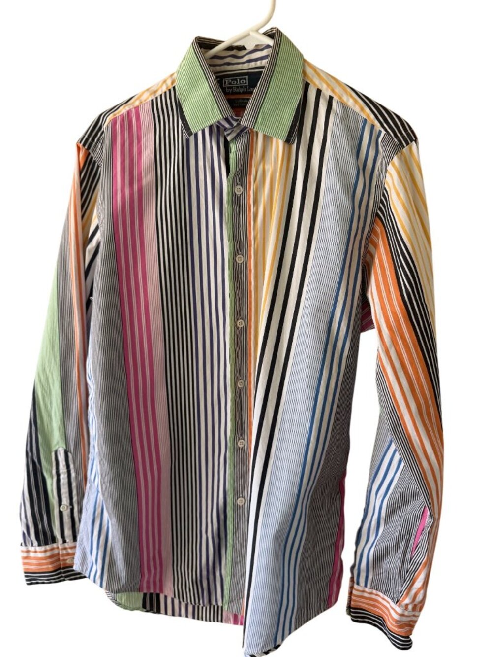 Polo Ralph Lauren Mens Striped Shirt Size M Cotton Curham Custom Fit Vintage